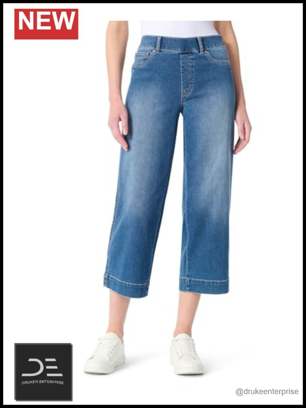 High Rise Wide Leg Crop Jeans with Tummy Control Panel
